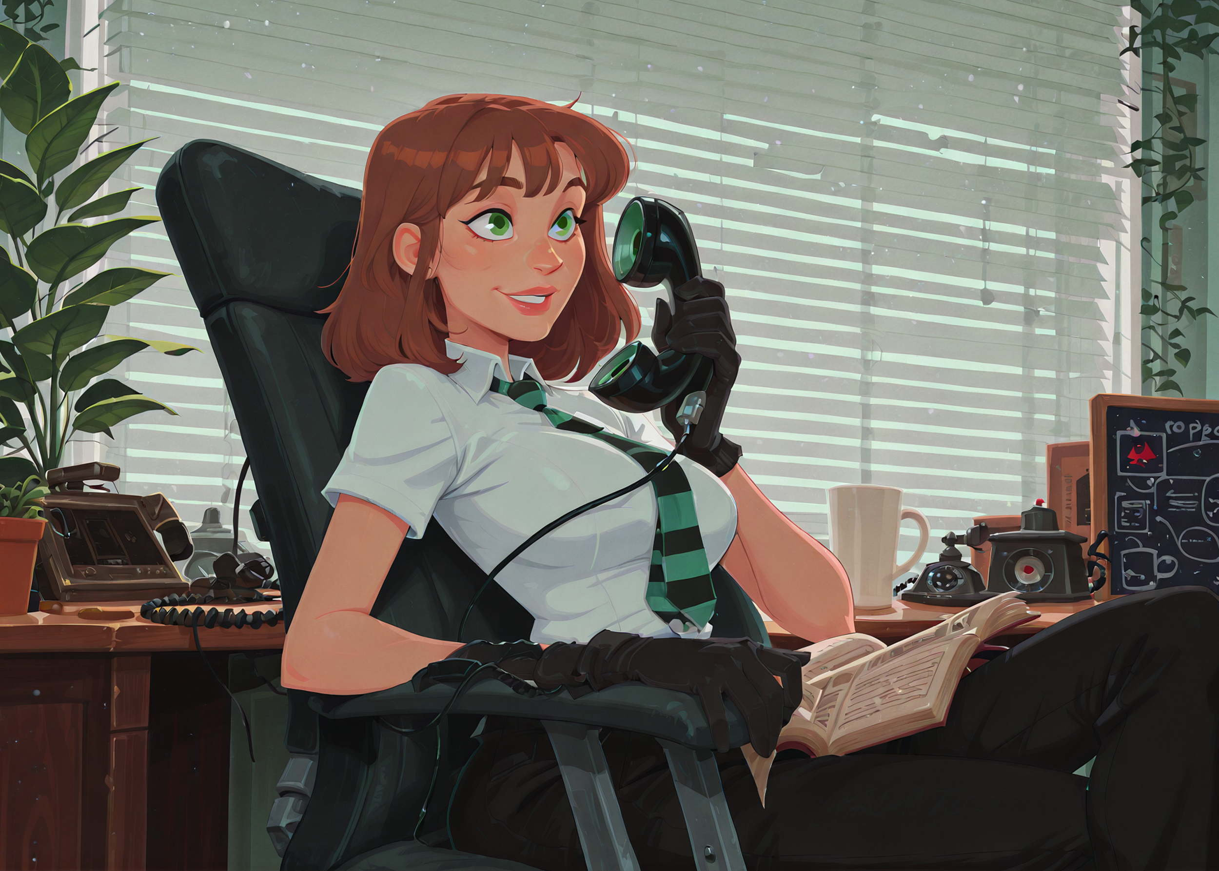 A red panda with white facial markings and black limbs clings to a tree trunk, surrounded by green leaves and branches.